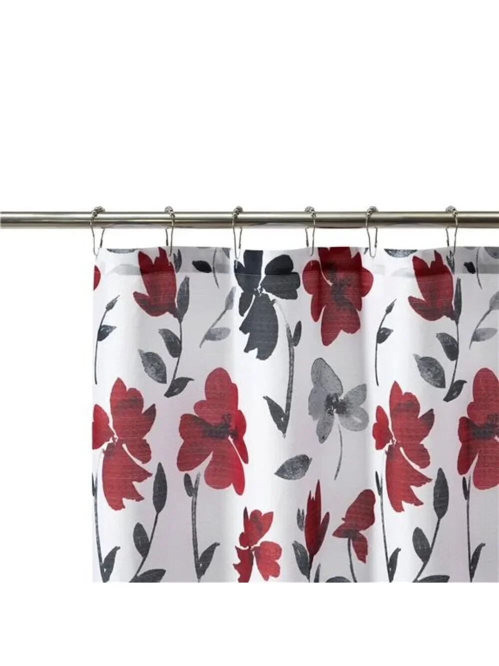Floral Shower Curtains – Black, Red & Grey – 72
